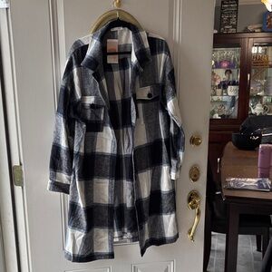 Plaid Women's Jacket - Blue and White